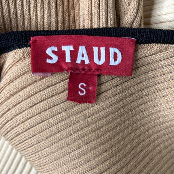 Staud Knit Ribbed Dana Dress in Fennel Multi Brown Beige Small - Picture 3 of 10